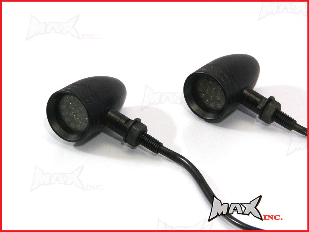 Black Alloy LED Custom Turn Signals / Indicators - Smoked Lense