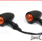 Black Aluminium Torpedo LED Turn Signals / Indicators - Orange Lense