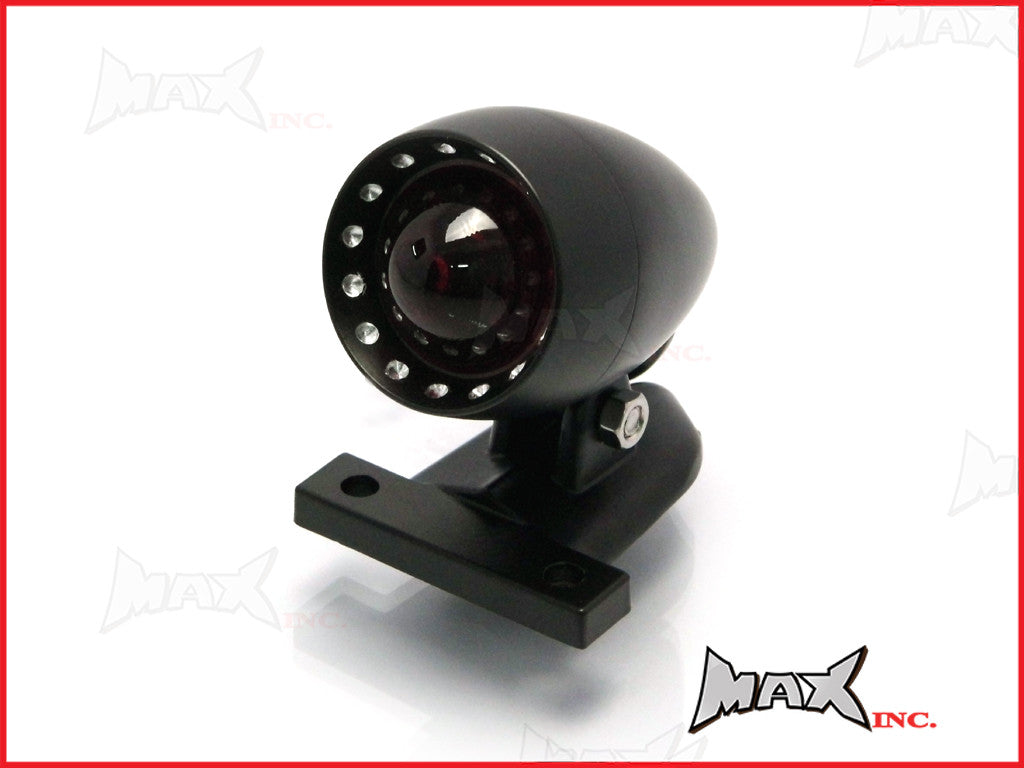 Matte Black Aluminium Bullet LED Stop / Tail Light - Red Lense