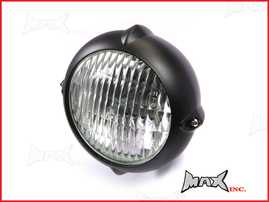 5.5 Inch Matte Black Aluminium Vintage Headlight - 12V 35W Bottom Mount