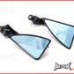 Pair Of Black CNC Machined Billet Aluminium Razor Mirrors - M8 & M10 Thread Kit