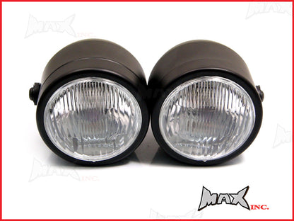 Black Universal Metal Twin Headlight - 2 x 35 Watt Halogen Bulbs