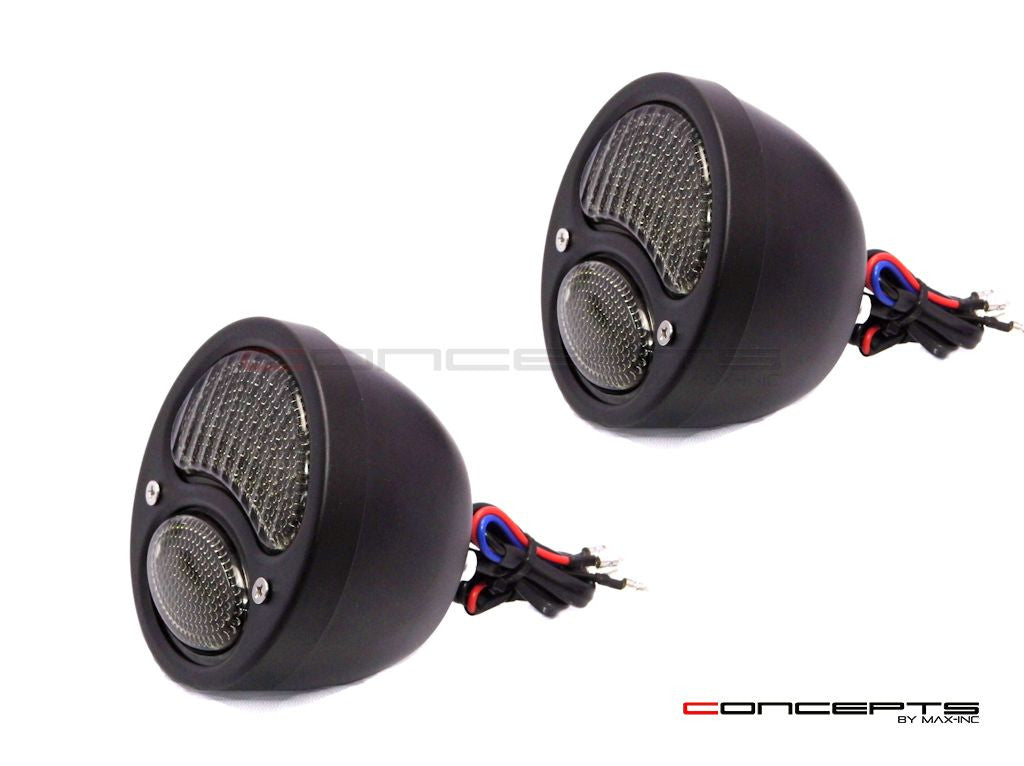 Pair Of Black Vintage Style Integrated LED Stop + Tail + Turn Signals - Smoked Lense