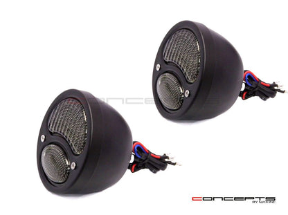 Pair Of Black Vintage Style Integrated LED Stop + Tail + Turn Signals - Smoked Lense