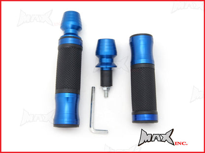BLUE CNC Machined Aluminium / Rubber Grips With Bar Ends - 7/8