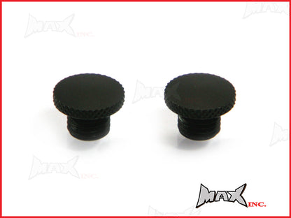 Black CNC Machined Billet Aluminium Threaded Mirror Block Off Plugs - 2 x M8 RH Threads