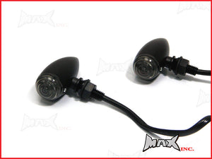 Matte Black Aluminium Classic Bullet LED Turn Signals / Indicators - Smoked Lense