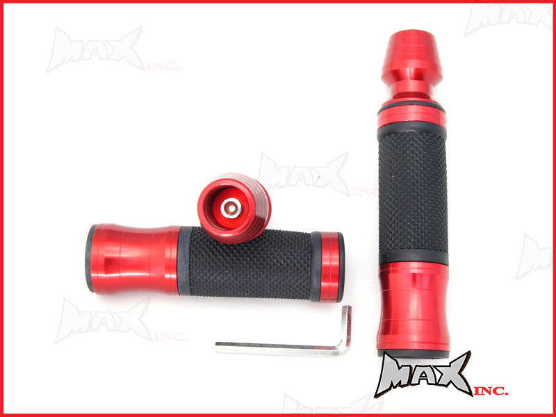 RED CNC Machined Aluminium / Rubber Grips With Bar Ends - 7/8