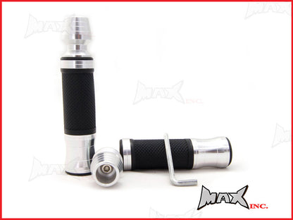 SILVER CNC Machined Aluminium / Rubber Grips With Bar Ends - 7/8