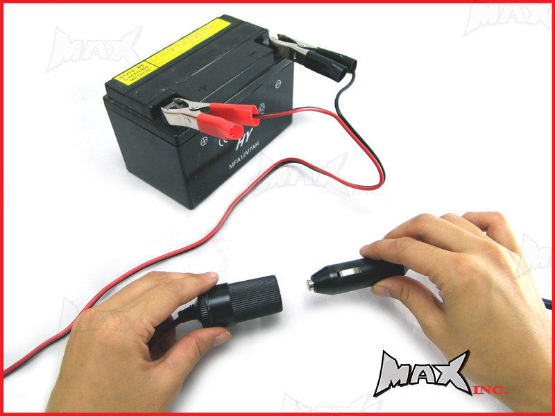 Portable 12v Cigarette Lighter Power Socket with Battery Terminal Clips