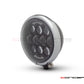5.75" Bates Style LED Multi Projector Gloss Black + Chrome Metal Headlight - 12-24V 80W CREE LED, DRLs for Harley, Custom Bikes, Scramblers, Cafe Racers