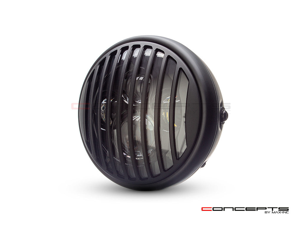 7.7" Matte Black Multi Projector LED Headlight + Vent Grill Cover