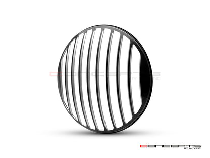Classic Vent Design 7" Black + Contrast Cut CNC Aluminum Headlight Guard Cover