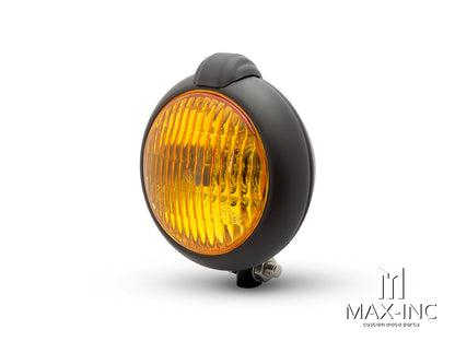 5" Matte Black Metal Vintage Style Headlight - Yellow Lens