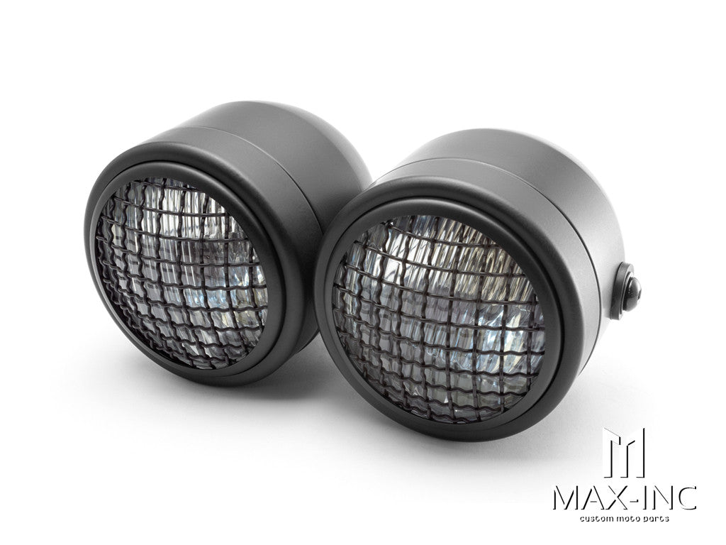 Motorcycle 7\" Headlight Prison Grill Cover In Contrast Cut Anodized Aluminum...