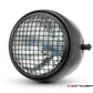 5.75" Vintage Style Black + Mesh Metal Headlight with Integrated GPS Speedometer - 55W Halogen, DOT/E-mark, IP67 Waterproof for Custom Bikes