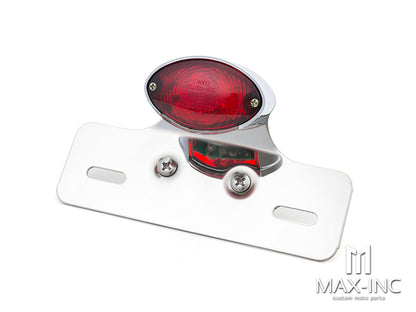 Universal Cat Eye Chrome LED Stop / Tail Light - Red Lens