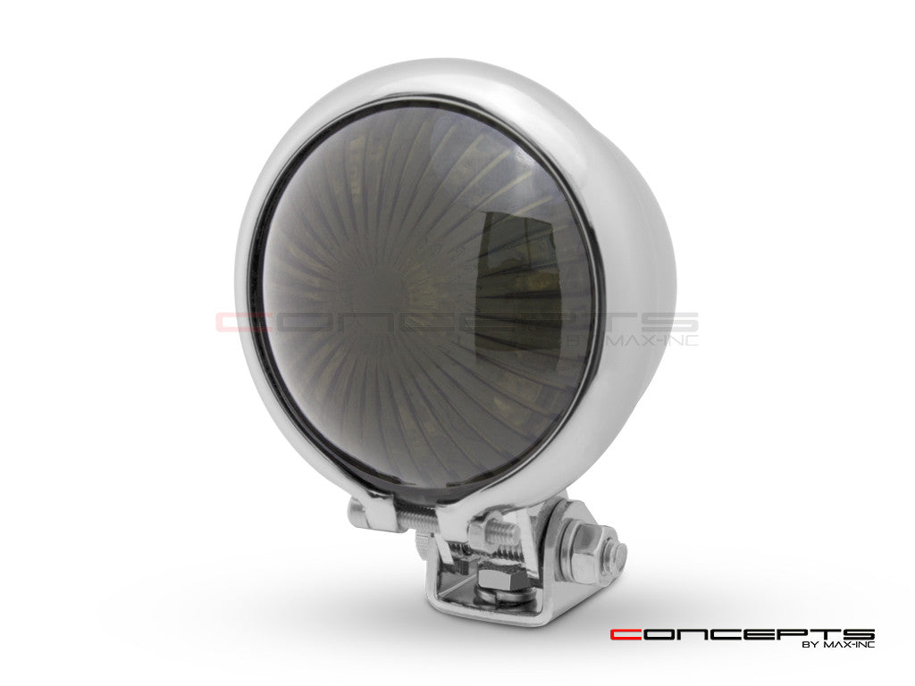 Chrome Mini Bates LED Stop / Tail Light - Smoked Lens
