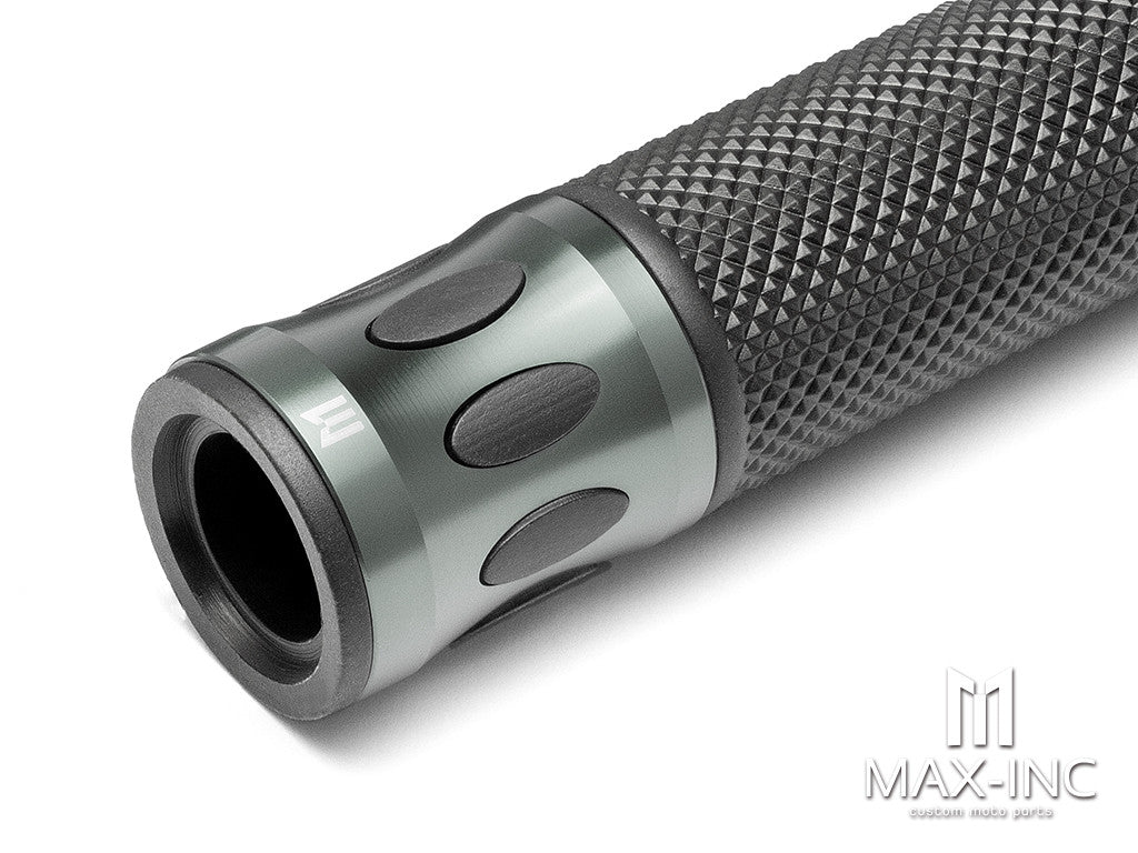 Oval Cut Gun Metal Grey Anodized CNC Machined Aluminum / Rubber Hand Grips - 7/8" (22mm)