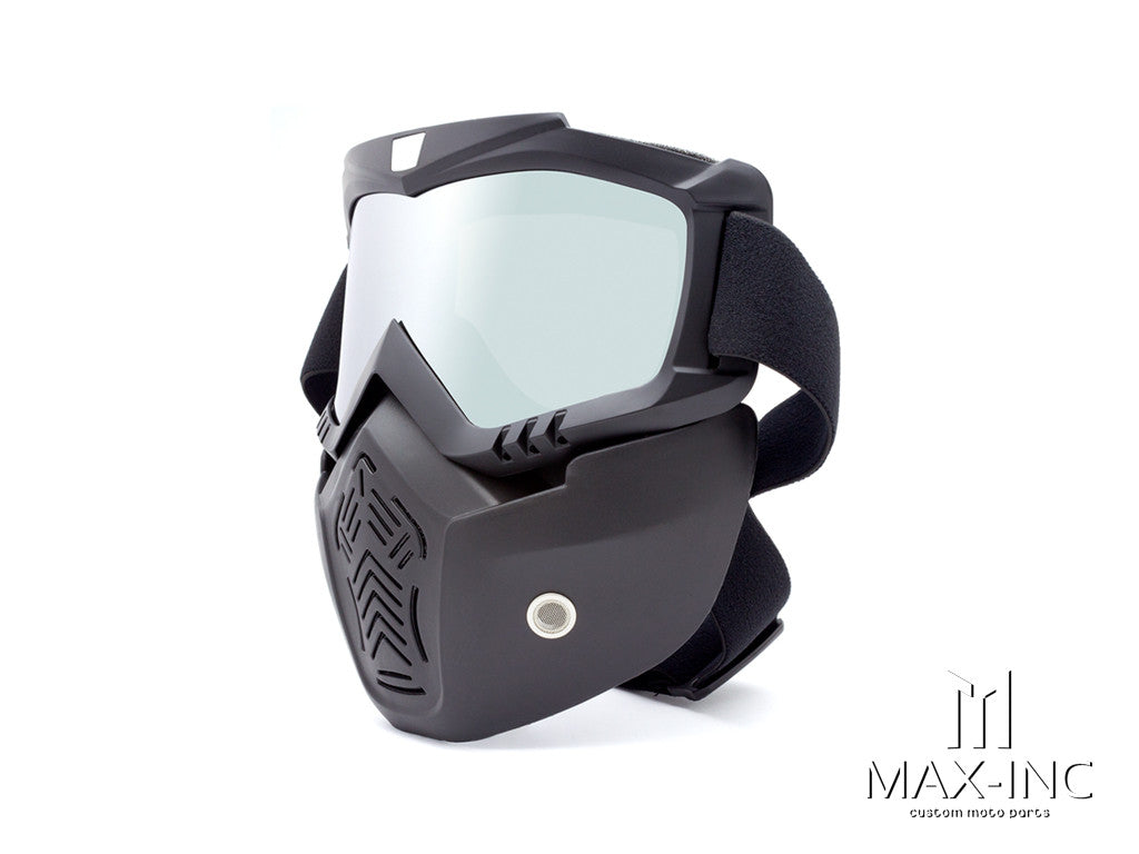Open Face Helmet Bikers Full Face Mask / Goggles - Sliver Lens