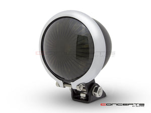 Matte Black + Chrome Mini Bates LED Stop / Tail Light - Smoked Lens