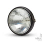7.7" Matte Black Shorty Metal Headlight - Classic 55W Sealed Beam, 12V Low/High, All-Metal Housing