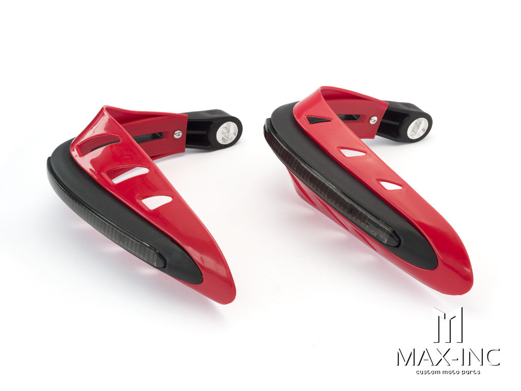 RED Universal Hand Guards with Integrated White LED Daytime Running Lights