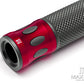 Oval Cut Red Anodized CNC Machined Aluminum / Rubber Hand Grips - 7/8" (22mm)