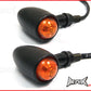 Black Aluminium Torpedo LED Turn Signals / Indicators - Orange Lense