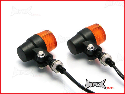 Black Alloy Retro LED Turn Signals / Indicators - Amber Lense