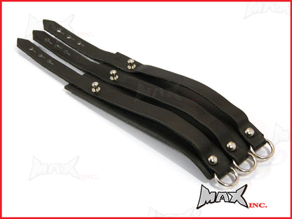Black Triple Strap Bikers Wristband - PU Leather