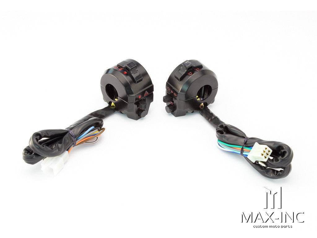 Universal Black Alloy Motorcycle Control Switch Set Combo - Fits 22mm Bars