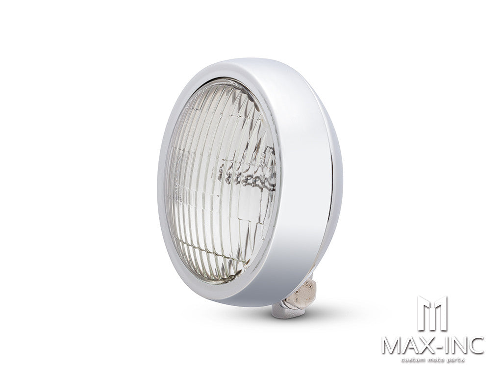 5" Chrome Metal Shallow Bottom Mount Custom Headlight