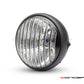 7.7" Matte Black Metal Headlight + Contrast Cut Vent Grill - 12v / H4 / 55w