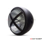 7.7" Matte Black Halogen Headlight + X-Rally Grill Cover for Off-Road Vehicles