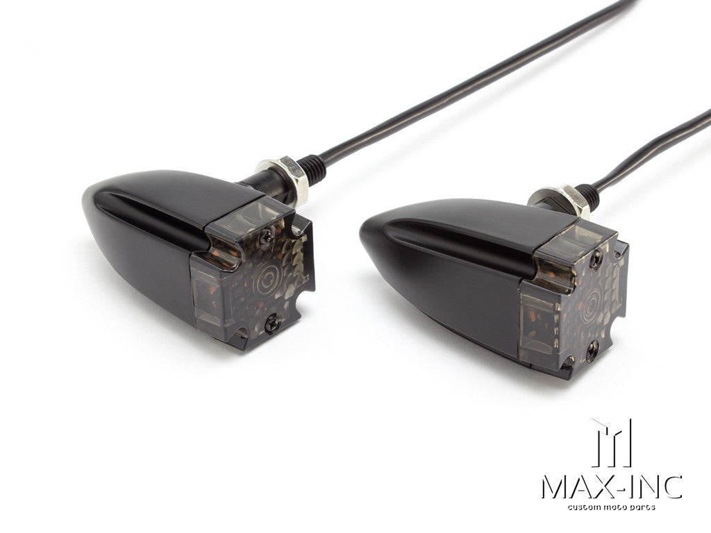 Maltese Cross Black Alloy Custom LED Turn Signals - Smoked Lens