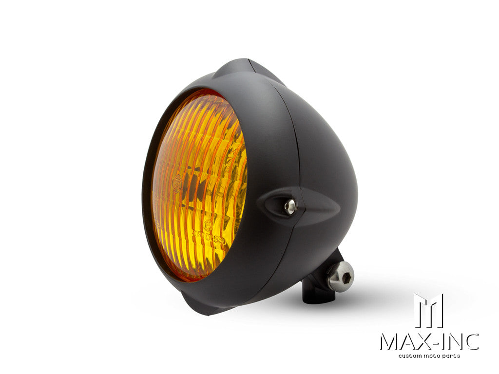5.5" Black Alloy Vintage Style Headlight - Yellow Lens