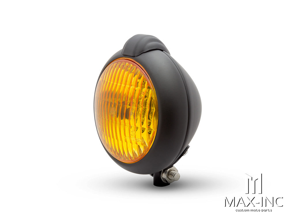 5" Matte Black Metal Vintage Style Headlight - Yellow Lens
