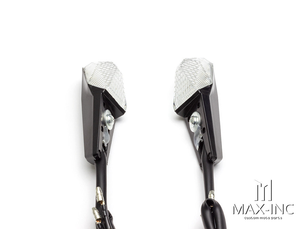 Black License Plate Mount Mini LED Turn Signals / Indicators - Emarked