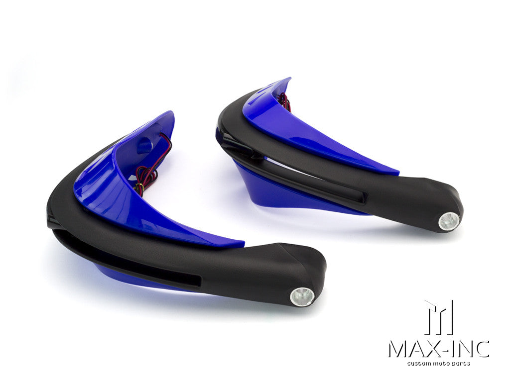 BLUE Universal Hand Guards with Integrated Amber LED Turn Signals