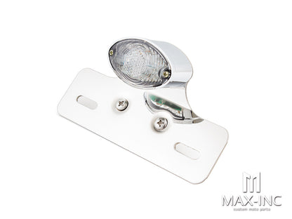 Universal Cat Eye Chrome LED Stop / Tail Light - Clear Lens