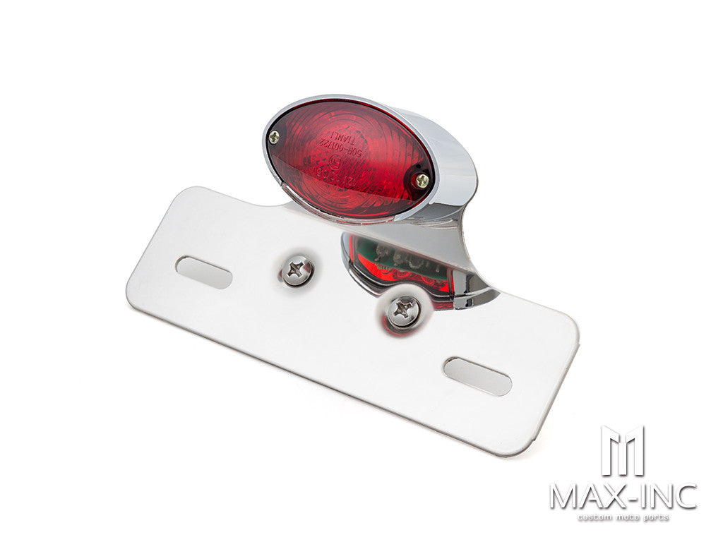 Universal Cat Eye Chrome LED Stop / Tail Light - Red Lens