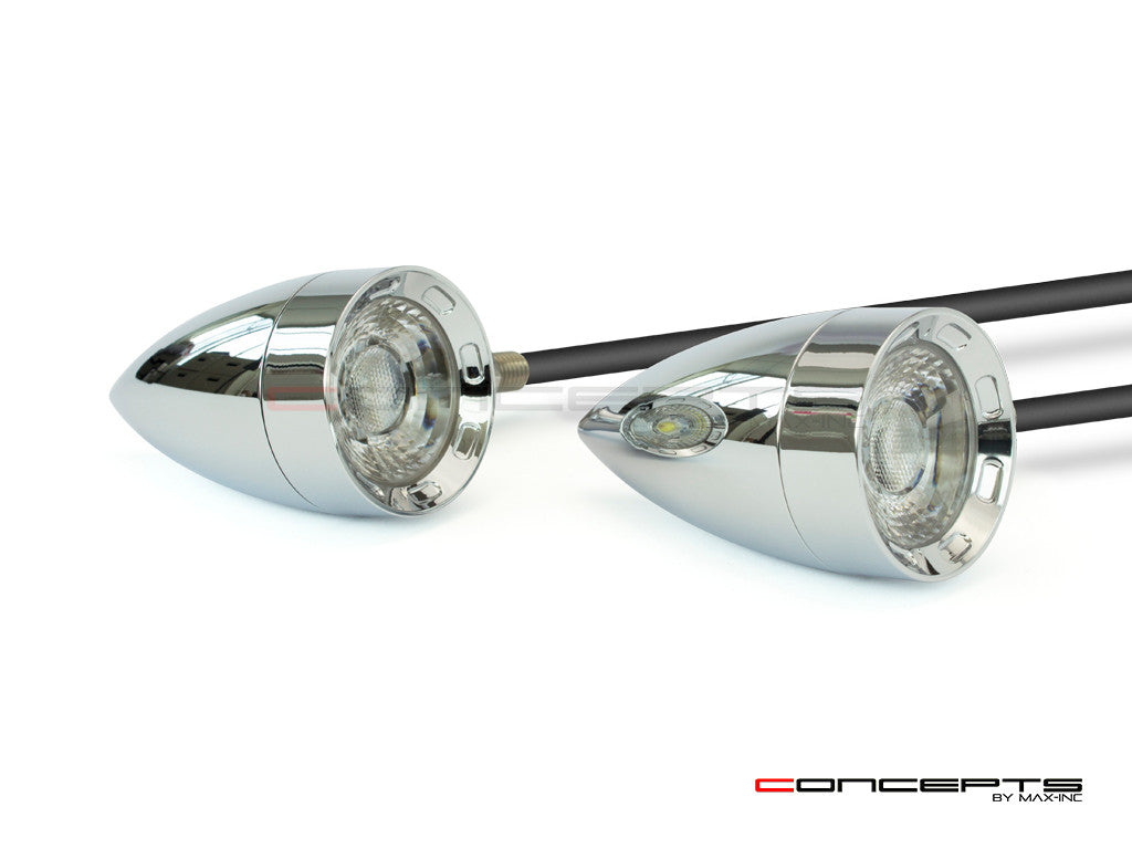 Chrome CNC Machined Billet Alum Custom Integrated LED Stop / Tail Lights + Turn Signals