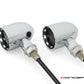 MAX "DERBY" Chrome + Black Contrast CNC Machined Alum Classic Mini LED Indicators / Turn Signals