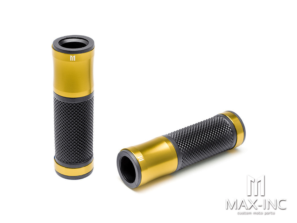 Retro Gold Anodized CNC Machined Aluminum / Rubber Hand Grips - 7/8" (22mm)