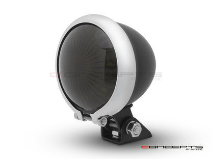 Matte Black + Chrome Mini Bates LED Stop / Tail Light - Smoked Lens