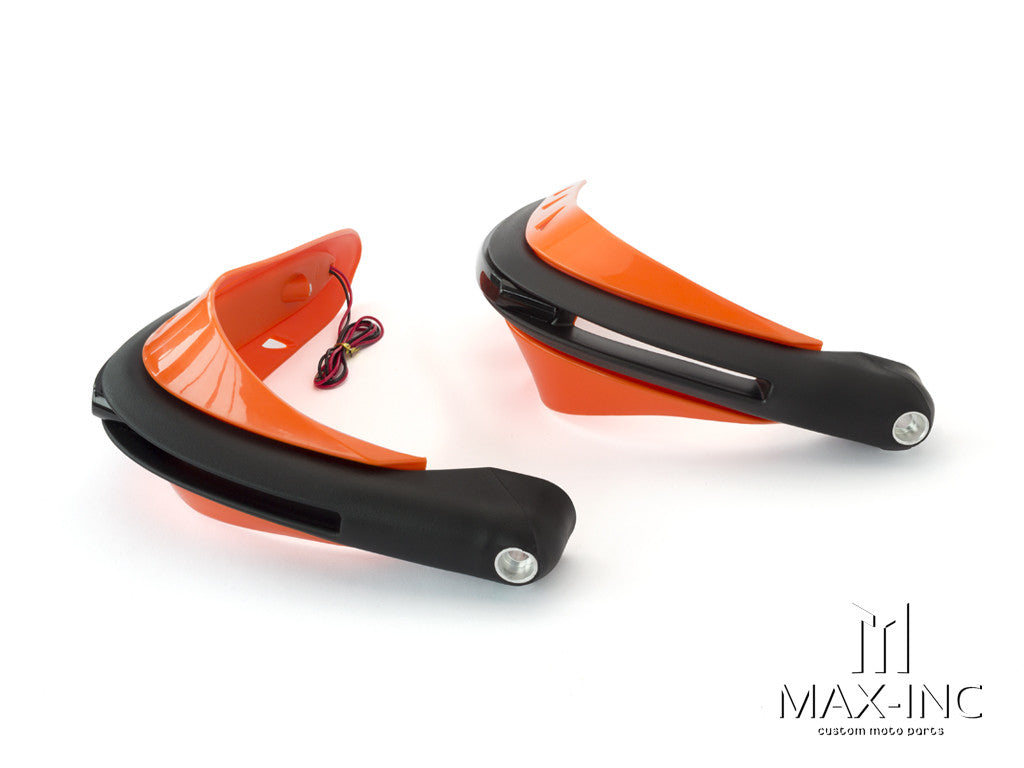 ORANGE Universal Hand Guards with Integrated White LED Daytime Running Lights