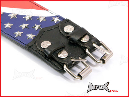 American Flag Bikers Black Wristband - PU Leather