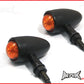 Black Aluminium Torpedo LED Turn Signals / Indicators - Orange Lense