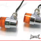 Chrome Alloy Retro LED Turn Signals / Indicators - Amber Lense